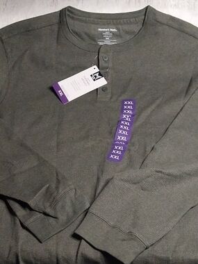 Member's Mark Olive Green Henley Long-Sleeve Thermal Shirt